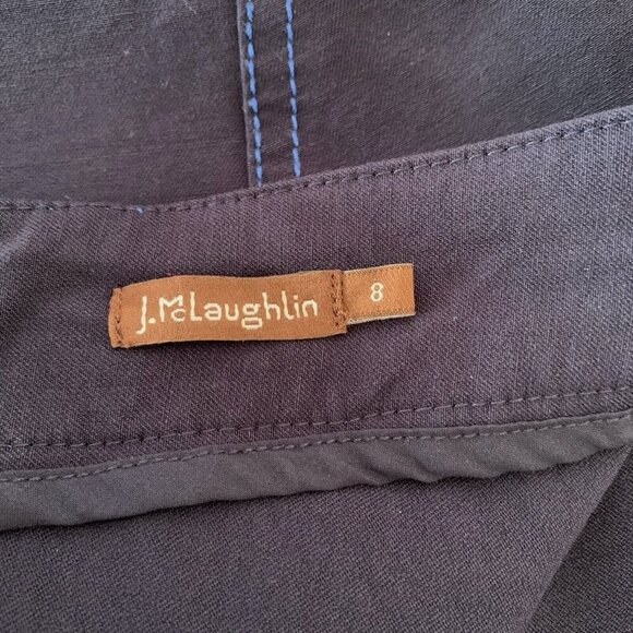 J. McLaughlin Mayer skirt Womens 8 Navy Pockets Back Zip Preppy Quiet Luxury - Picture 2 of 9